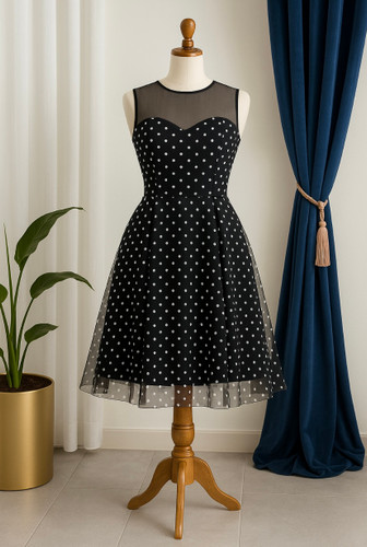 پیراهن خالخال مشکی