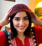 کلاه توری زنانه زرشکی