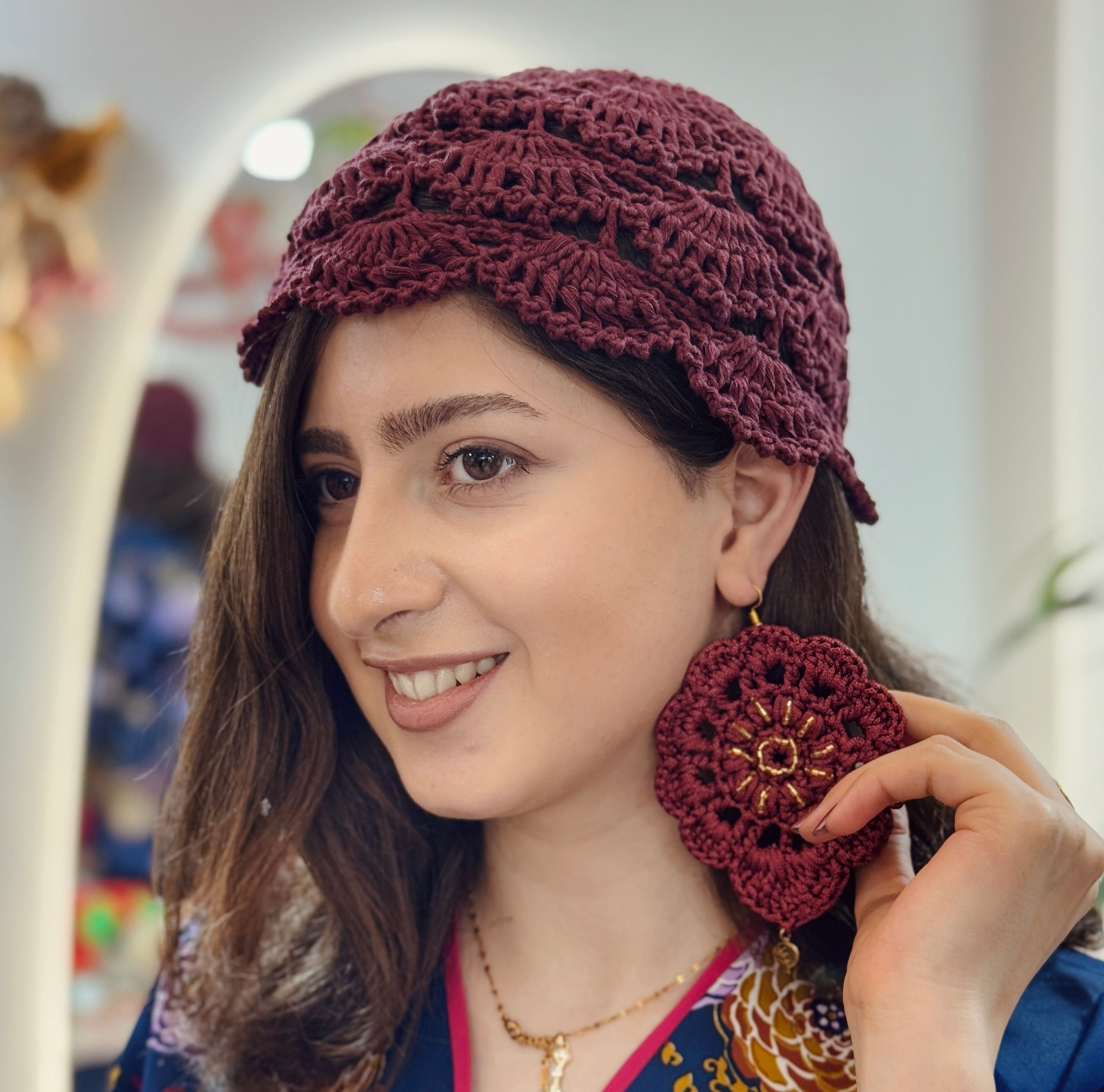 گوشواره قلاببافی