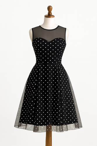 پیراهن خالخال مشکی